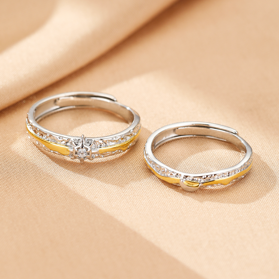 Bague Couple – Lune et Soleil, Argent S999
