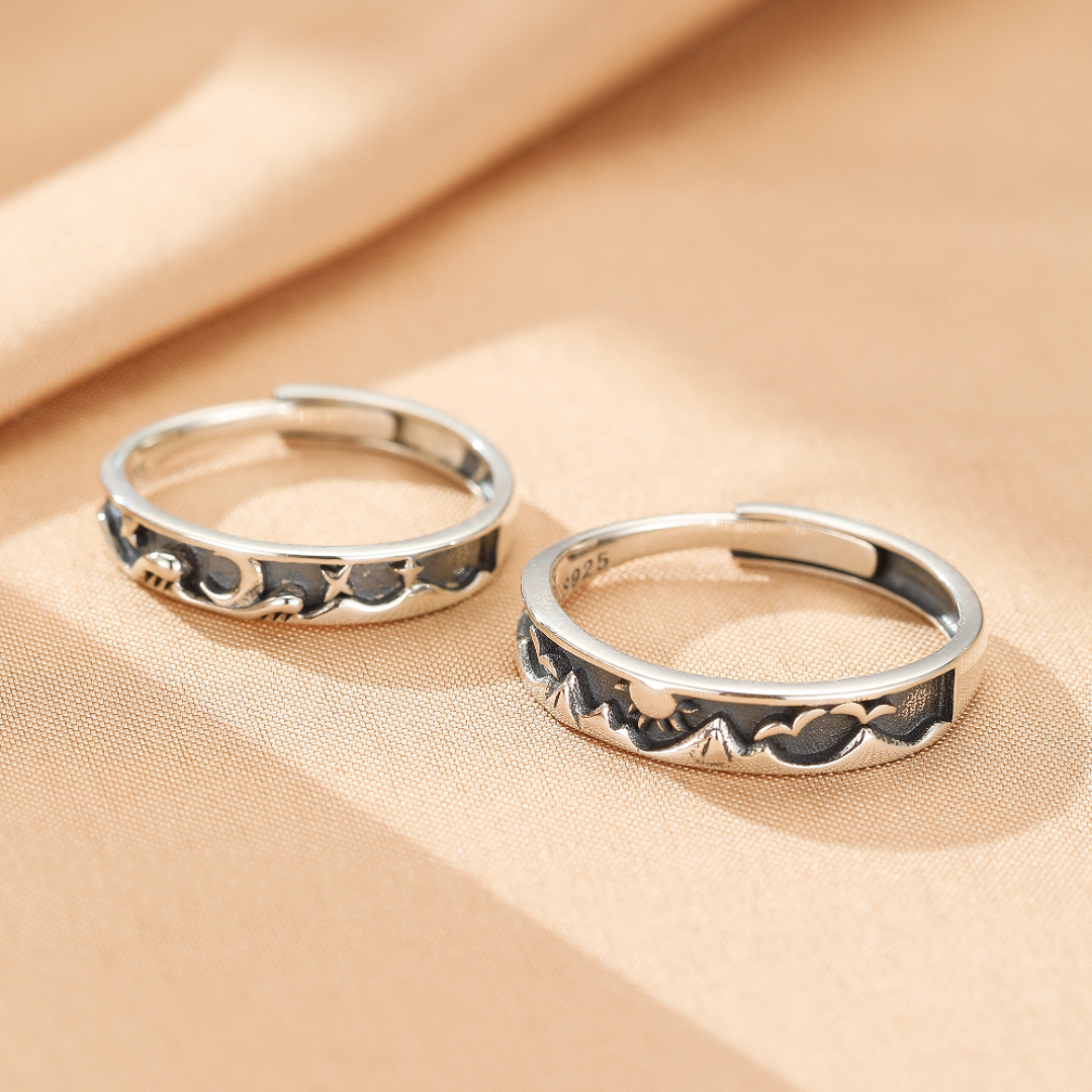 Bague Couple – Astres Unis, Argent