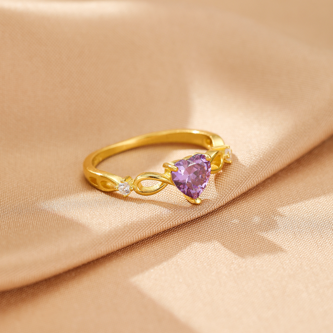 Bague Améthyste – Cœur d’Éternité, Argent