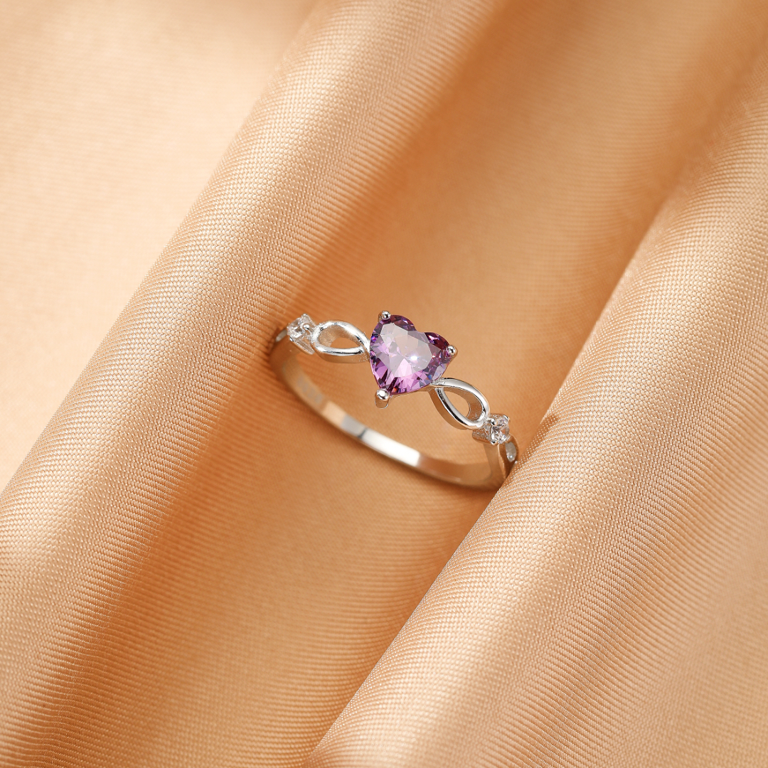 Bague Améthyste – Cœur d’Éternité, Argent
