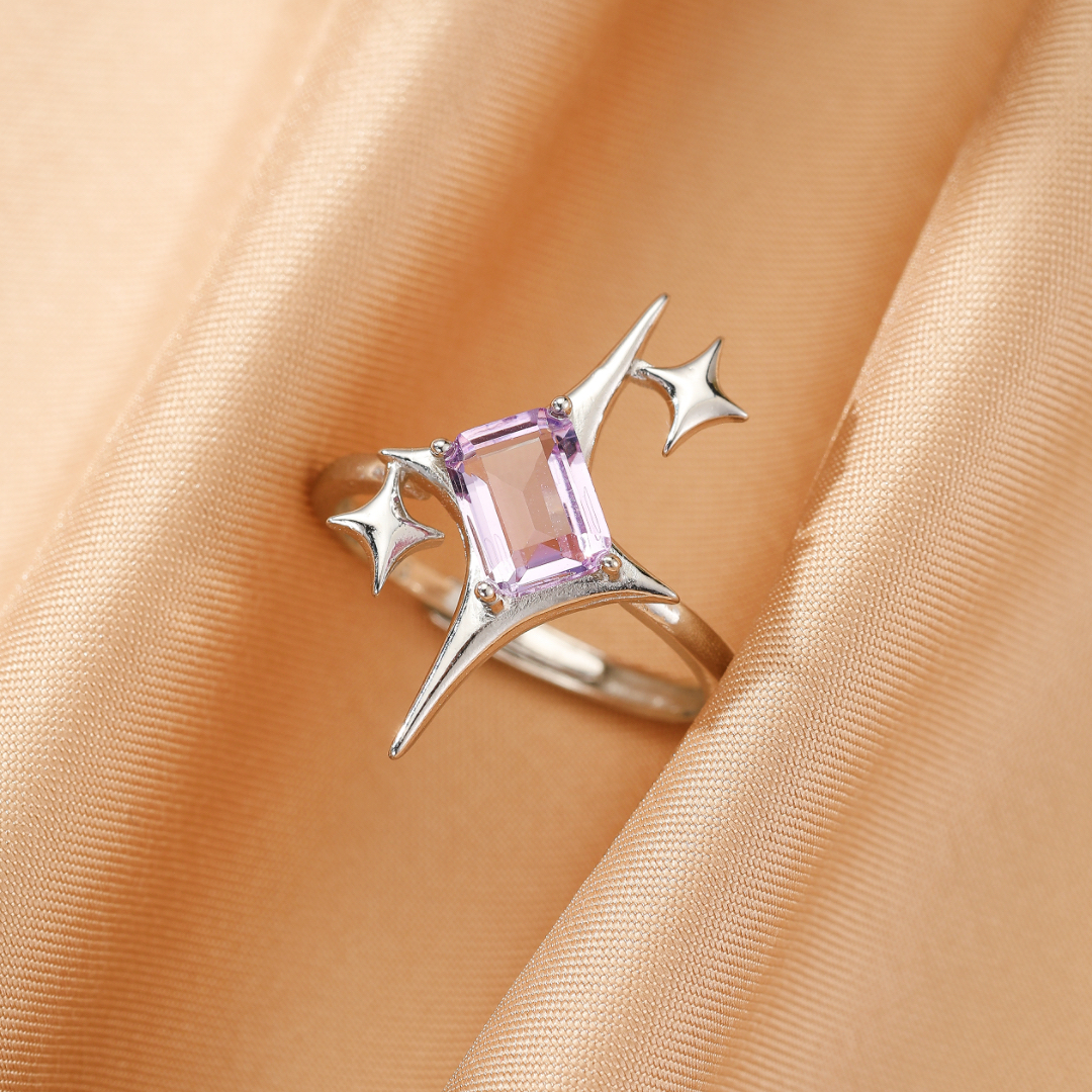 Bague Améthyste – Éclat Stellaire, Argent