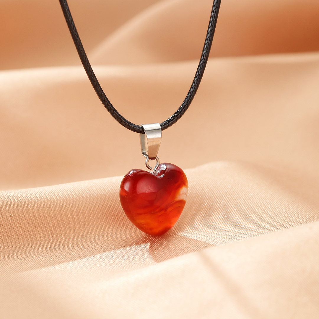 Collier Agate Rouge – Cœur Vital