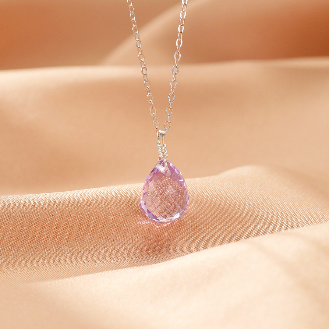Collier Améthyste – Goutte Pure, Argent