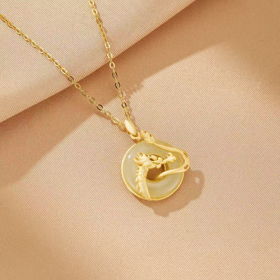 Collier Jade Couple – Union Sacrée, Argent Plaqué Or