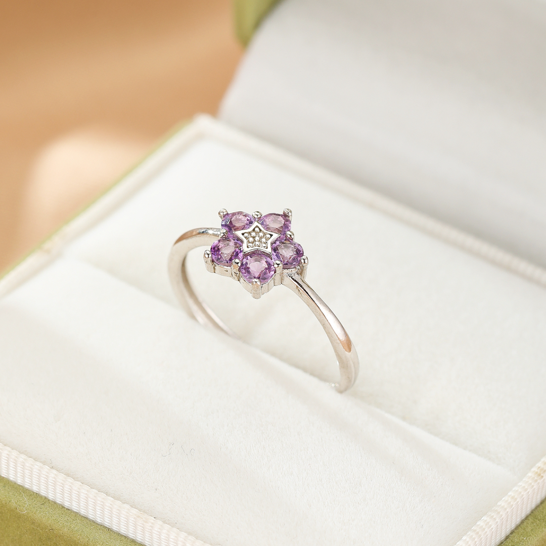 Bague Améthyste – Étoile Intérieure, Argent