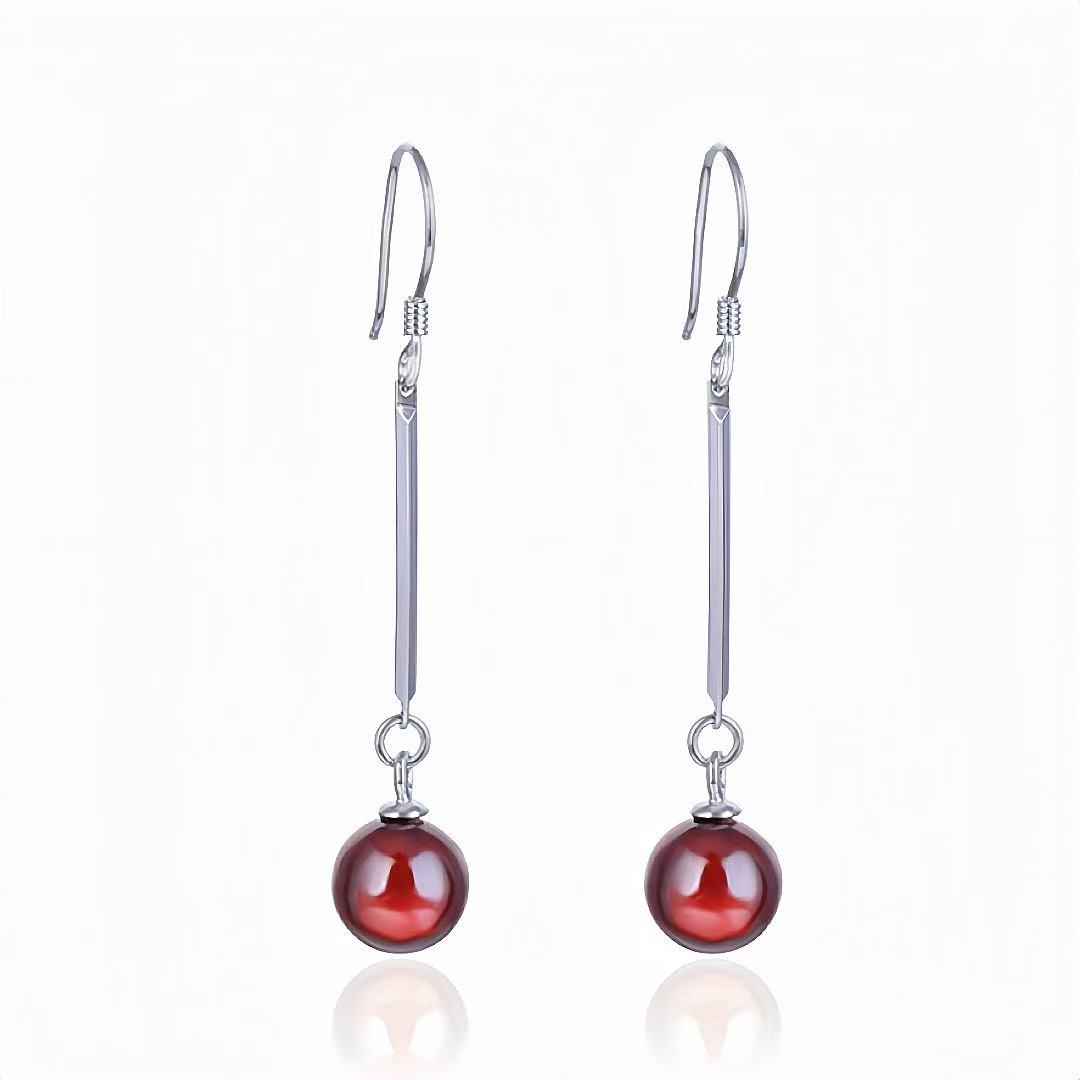 Boucles d’oreilles Pendantes Grenat – Élégance, Argent