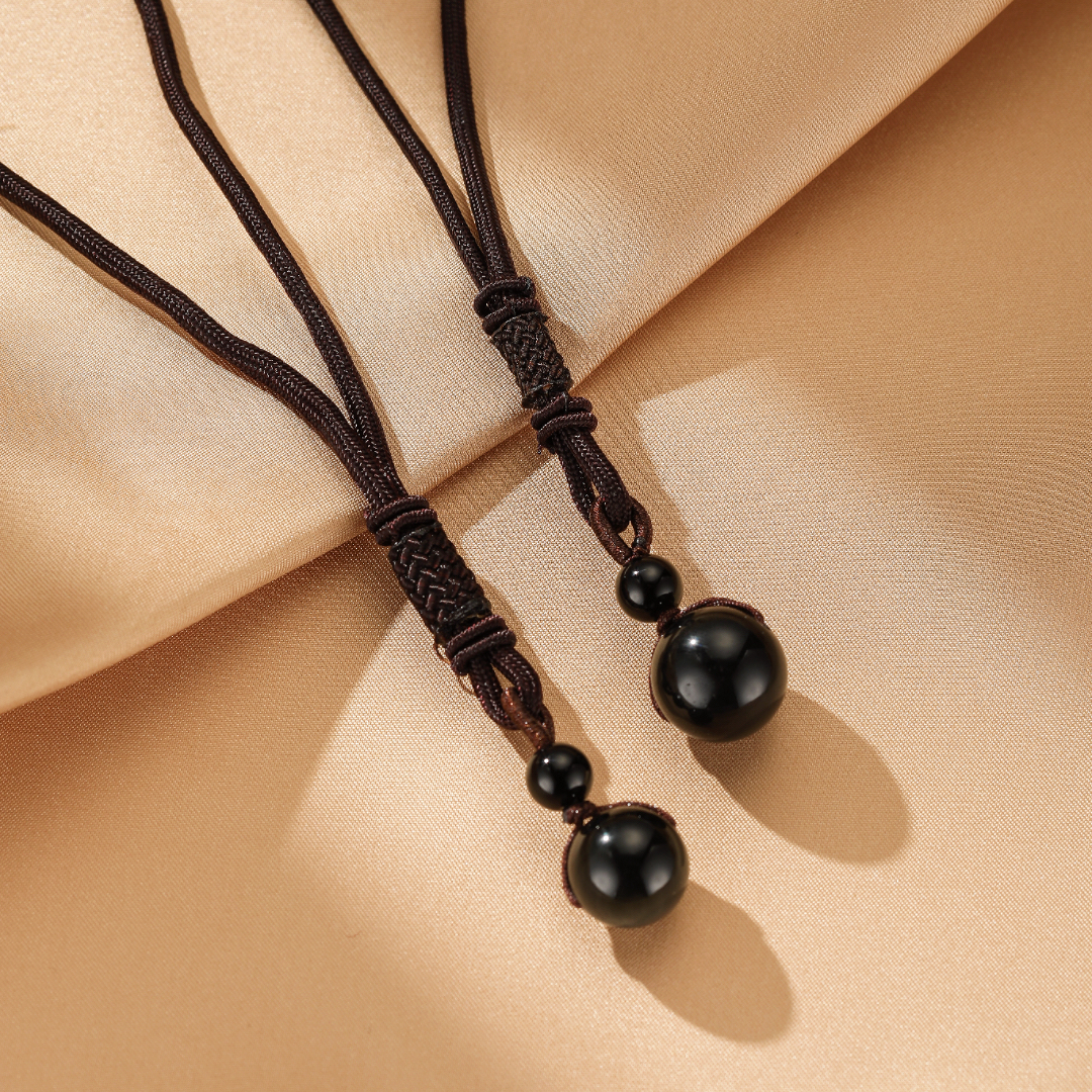 Collier Obsidienne – Sphère Protectrice