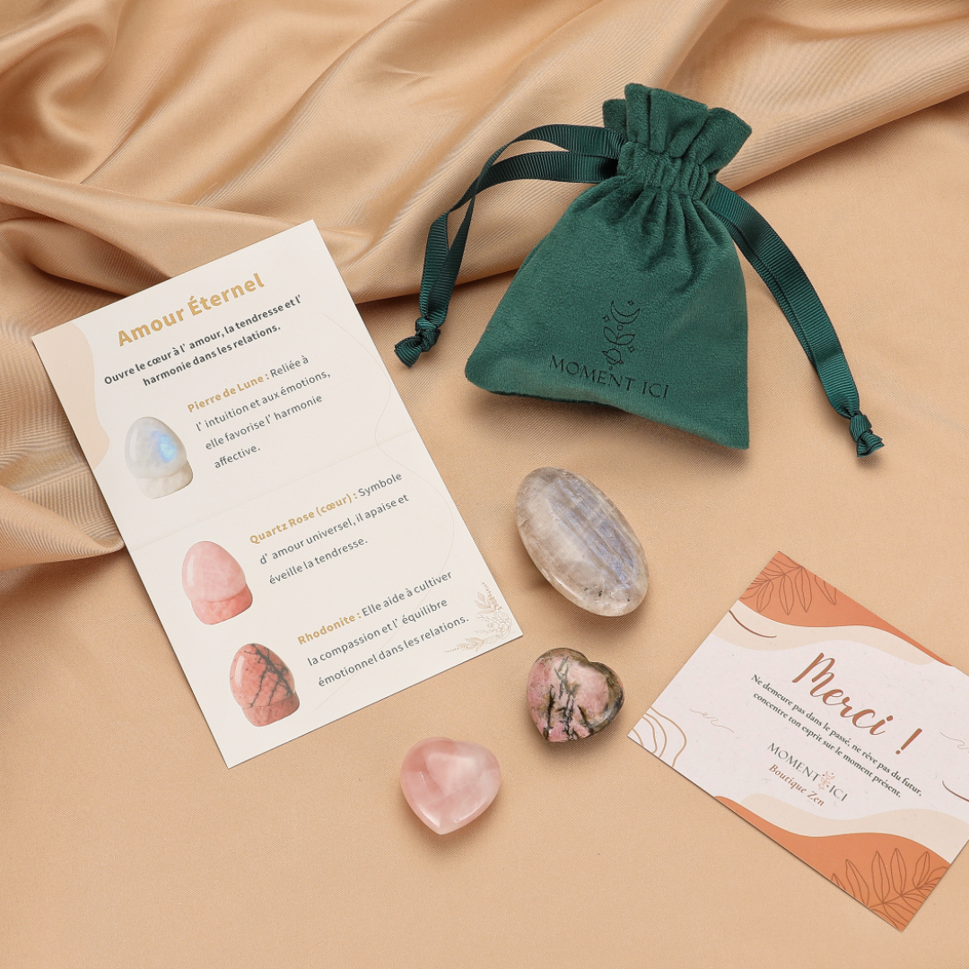 Pochon de pierres roulées – Amour Éternel