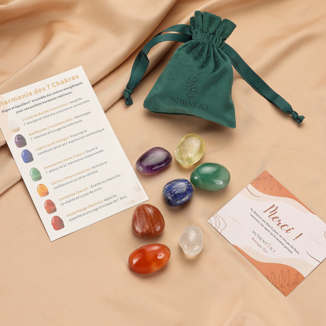 Pochon de pierres roulées – Harmonie des 7 Chakras