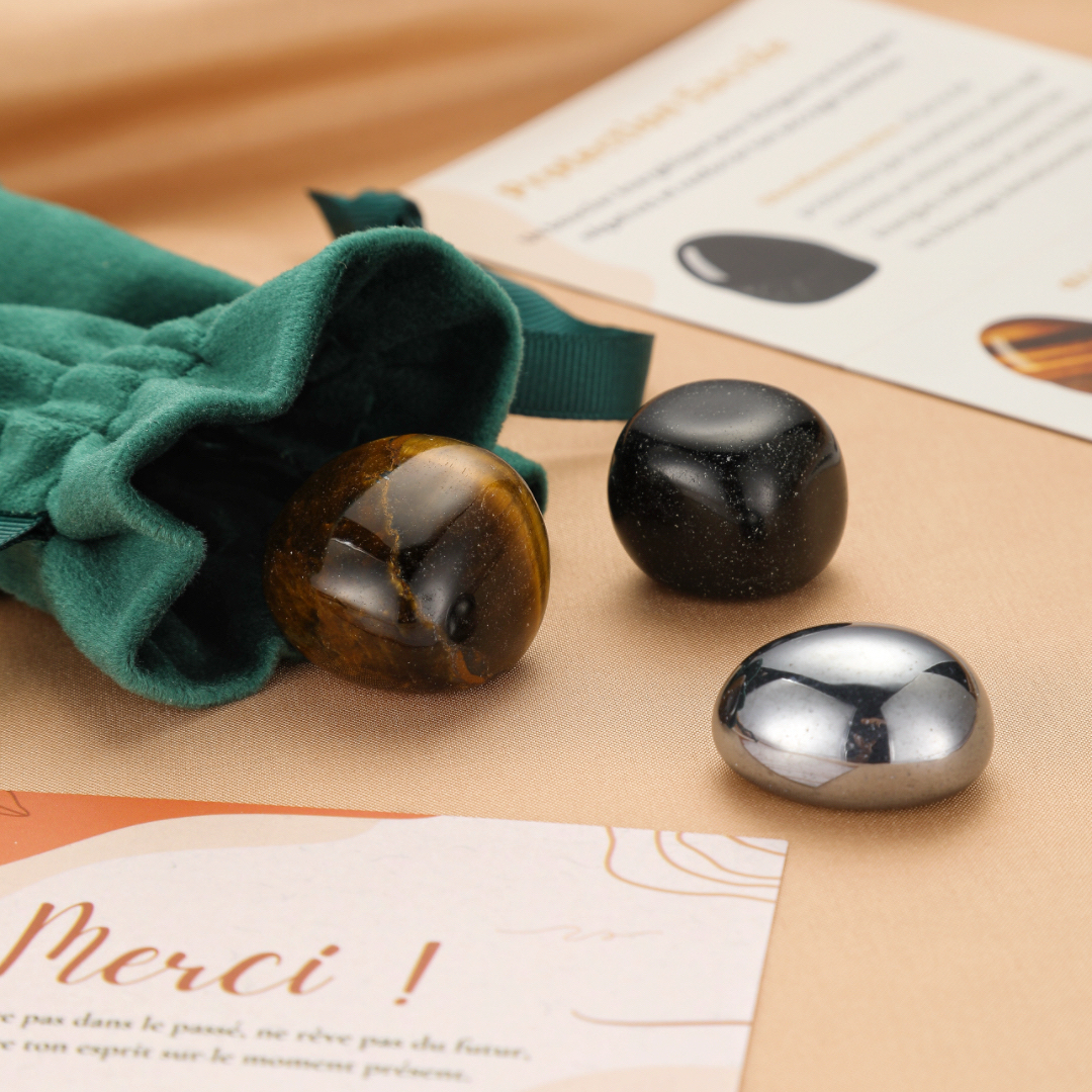 Pochon de pierres roulées – Protection Sacrée