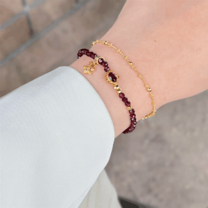 Bracelet Grenat – Fleur d’Âme, Argent Plaqué Or photo review