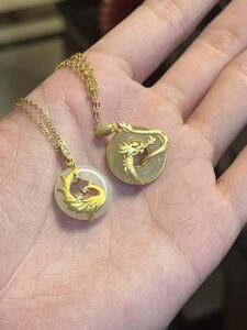 Collier Jade Couple – Union Sacrée, Argent Plaqué Or photo review