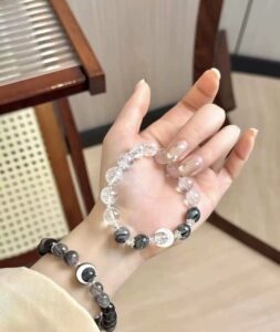 Bracelet Obsidienne et Cristal de Roche Couple – Nuit et Lumière photo review