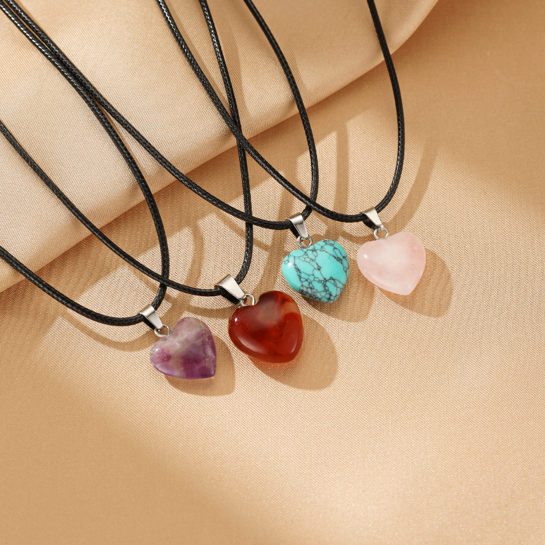 Collier Quartz Rose – Cœur d’Amour