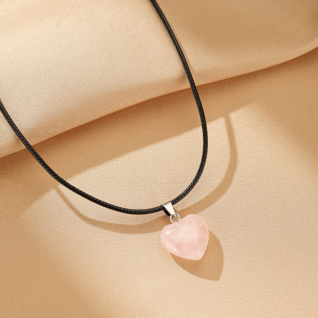Collier Quartz Rose – Cœur d’Amour