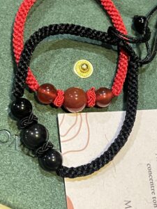 Bracelet Couple Fil Tibétain Agate et Obsidienne, Harmonie photo review