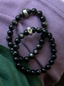 Bracelet Obsidienne Cheval/Coq – Force Intérieure, Argent photo review