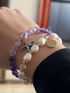 Bracelet Améthyste – Harmonie Éclatante, Argent Plaqué Or photo review