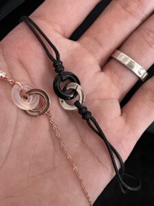 Bracelet Obsidienne et Calcédoine Couple – Temps Liés, Argent photo review