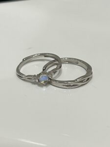 Bague Pierre de Lune Couple – Lien Éternel, Argent photo review