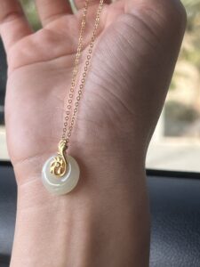 Collier Jade Cheval/Coq – Harmonie Ancestrale, Argent Plaqué Or photo review