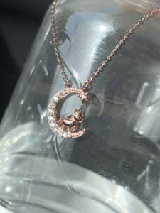 Collier Cheval/Coq Lune – Lune Animale, Argent Plaqué Or Rose photo review