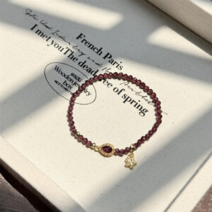 Bracelet Grenat – Fleur d’Âme, Argent Plaqué Or photo review