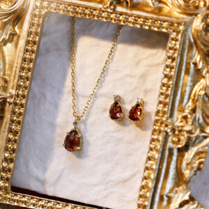 Boucles d’oreilles Grenat – Goutte de Feu, Argent Plaqué Or photo review