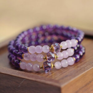 Bracelet Améthyste – Harmonie Éclatante, Argent Plaqué Or photo review