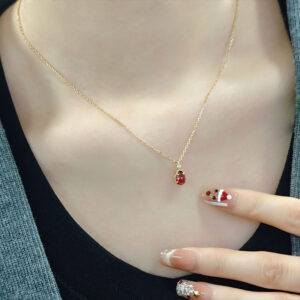 Collier Grenat – Lueur Carmine, Argent Plaqué Or photo review