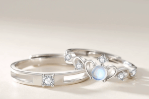 Bague Pierre de Lune Couple – Rayons d’Amour, Argent photo review