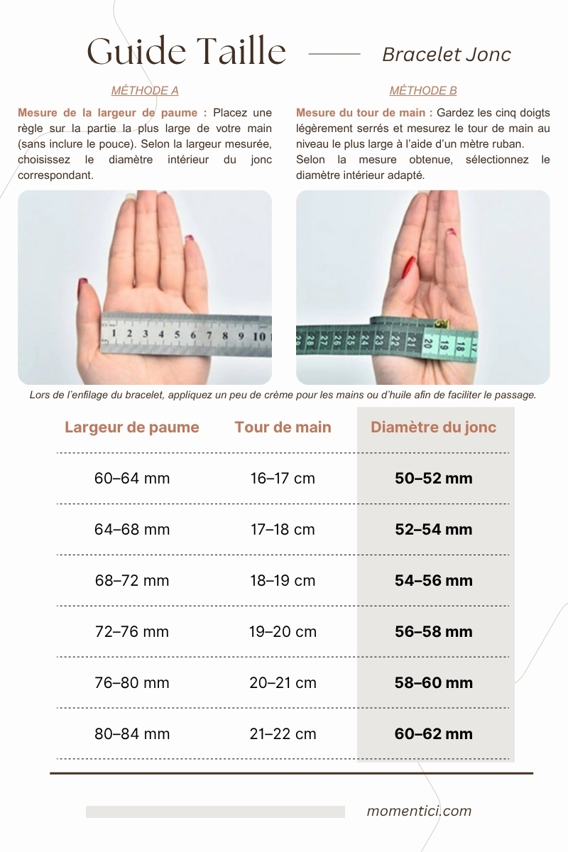 Guide taille bracelet jonc Moment Ici