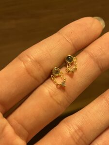 Boucles d’Oreille Agate Mousse – Chaîne Élémentaire, Argent Plaqué Or photo review