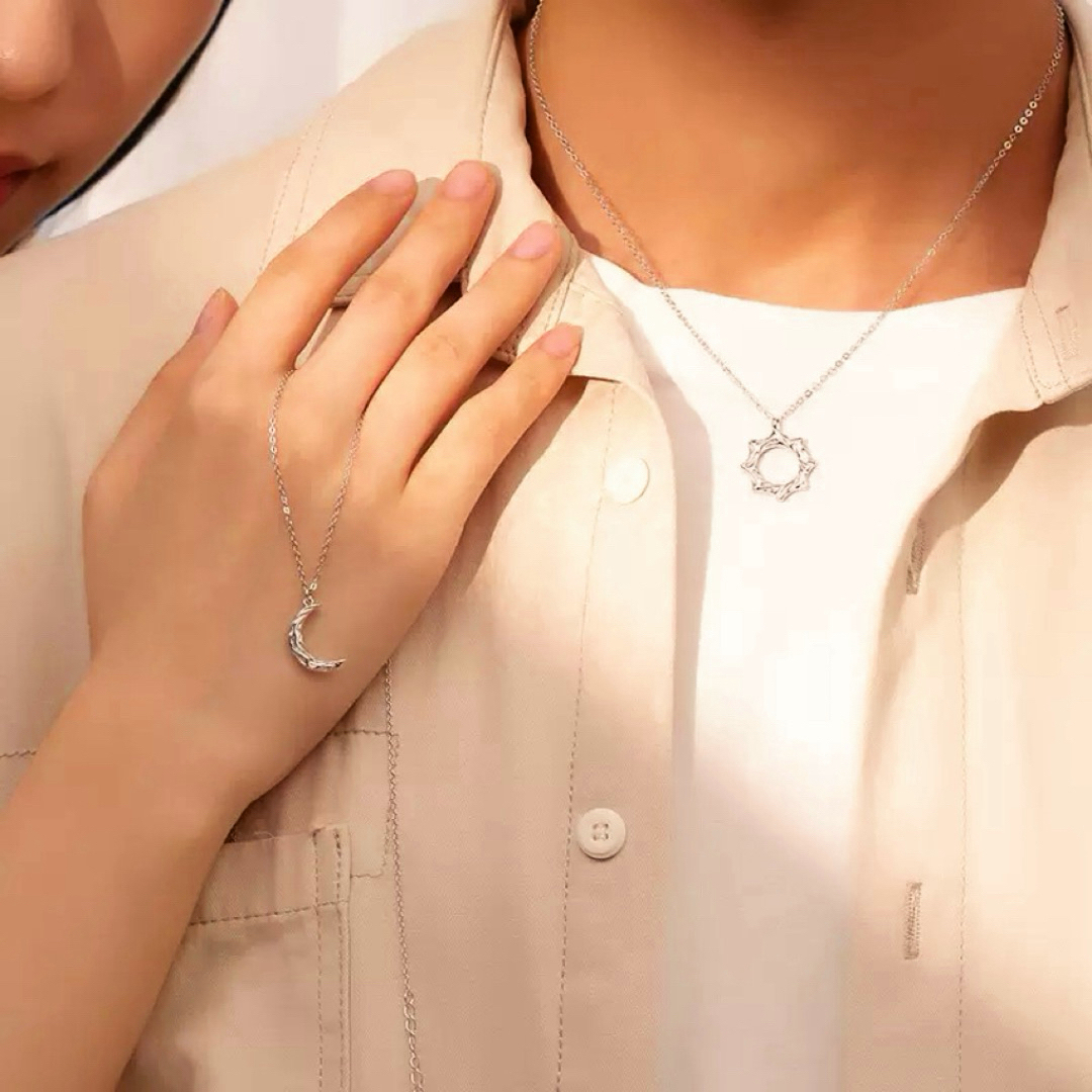 Collier Couple – Soleil et Lune Éternels, Argent