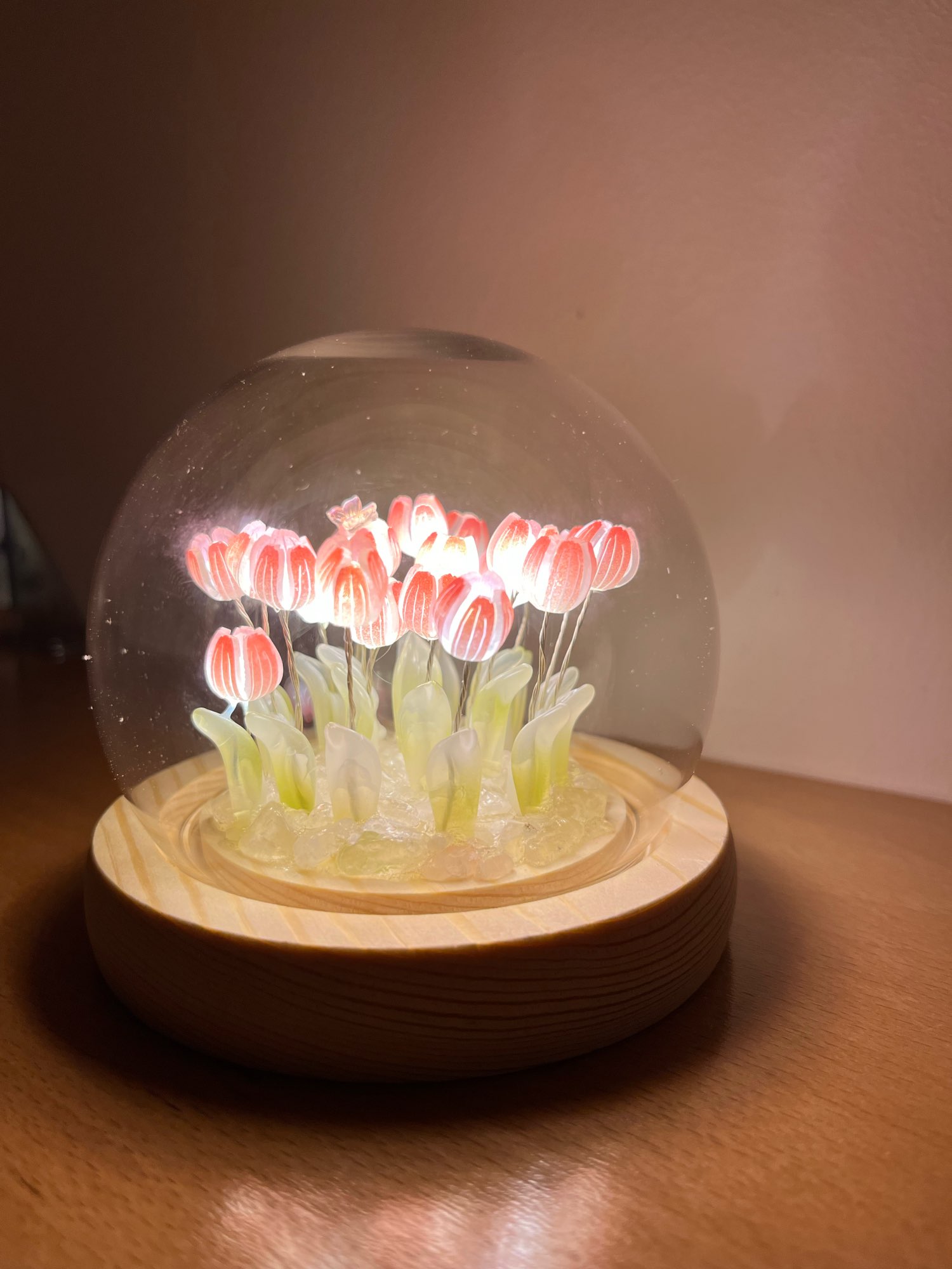 Lumière Fleur Artificielle “Douceur de Tulipe” sous Cloche, DIY photo review
