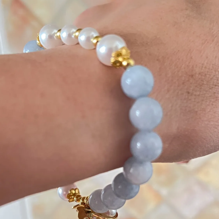 Bracelet Aigue-Marine et Perle – Poche d'Argent