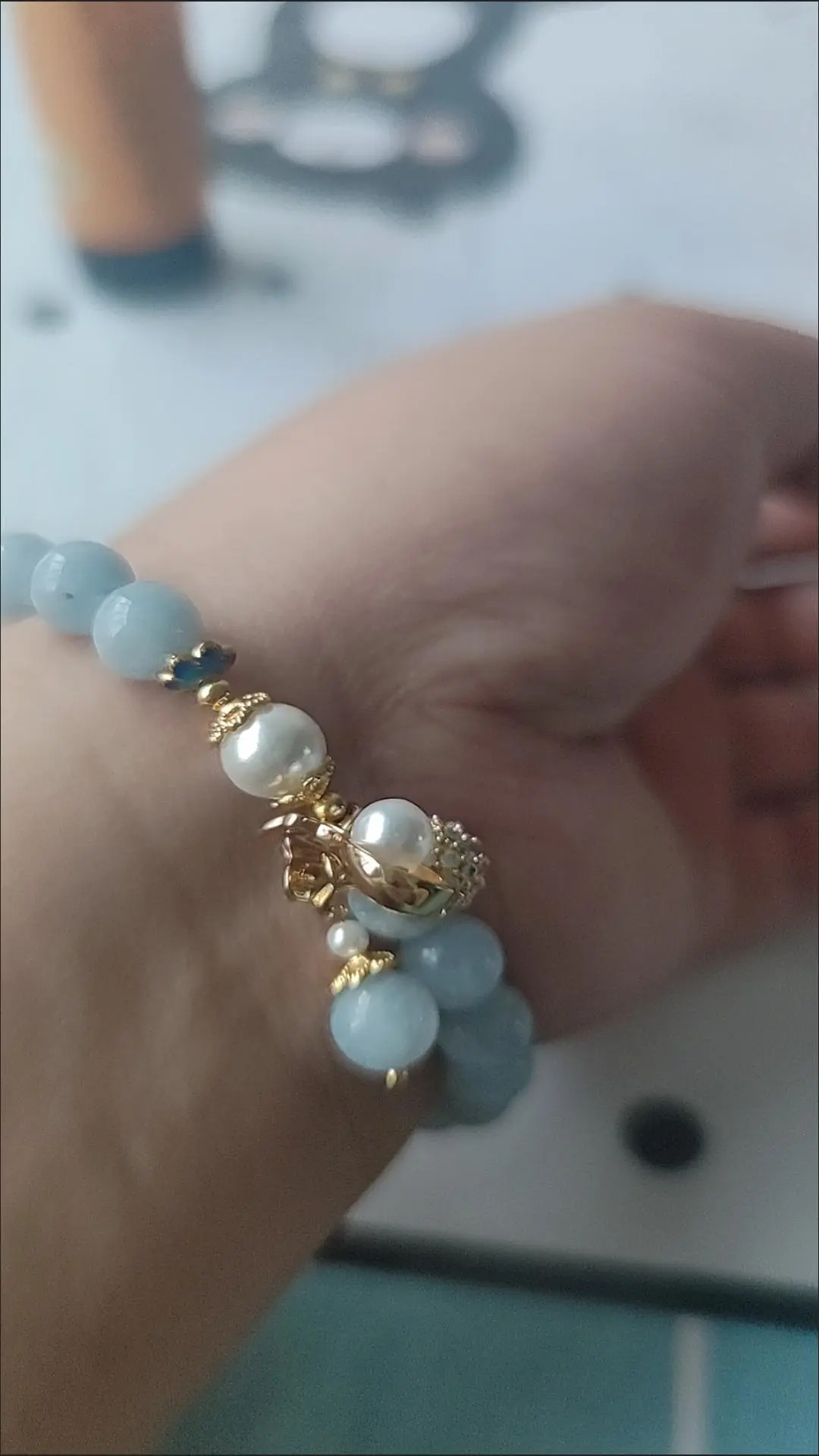 Bracelet Aigue-Marine et Perle – Poche d'Argent
