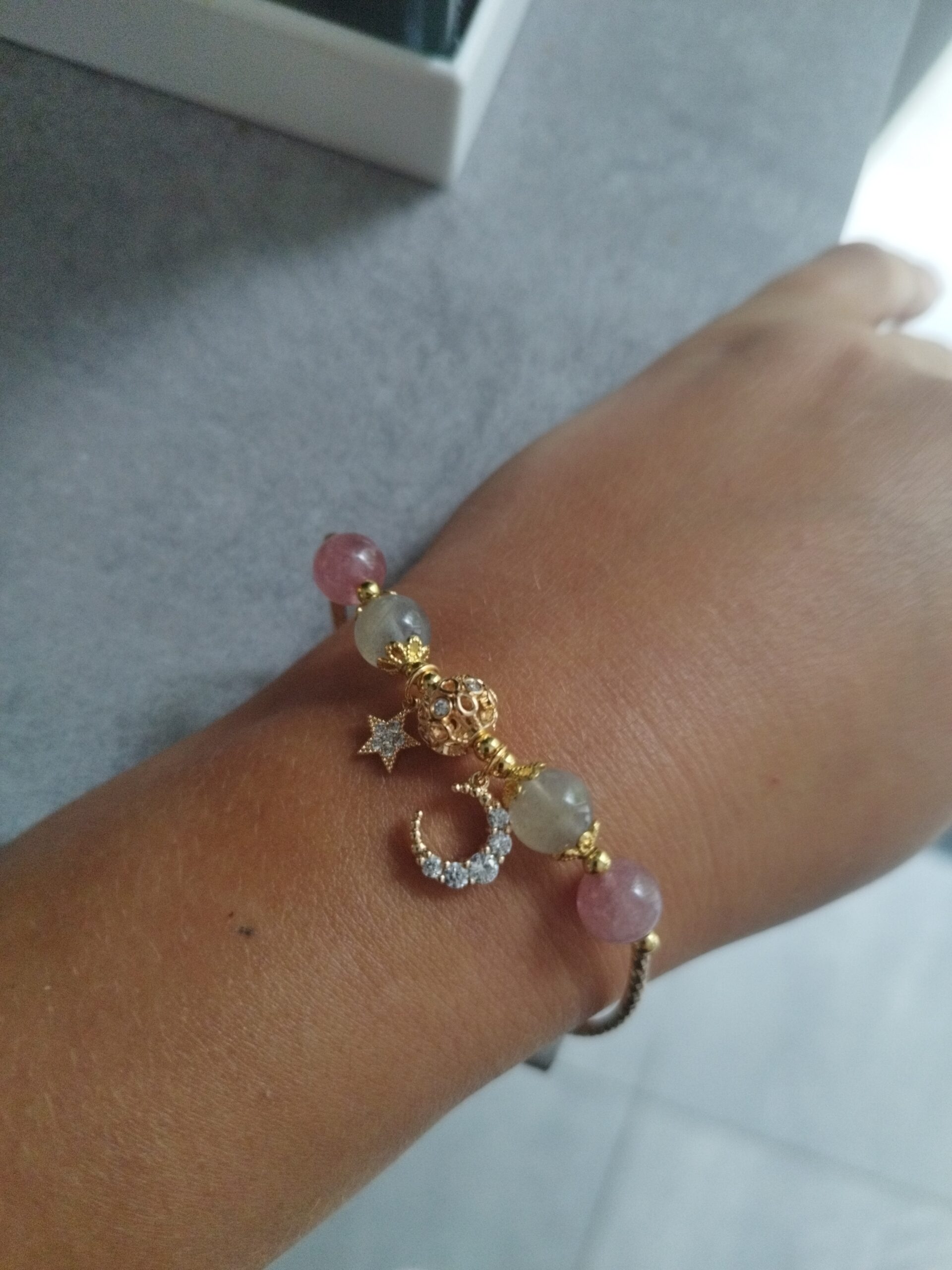 Bracelet Labradorite et Quartz Fraise – Apaisement