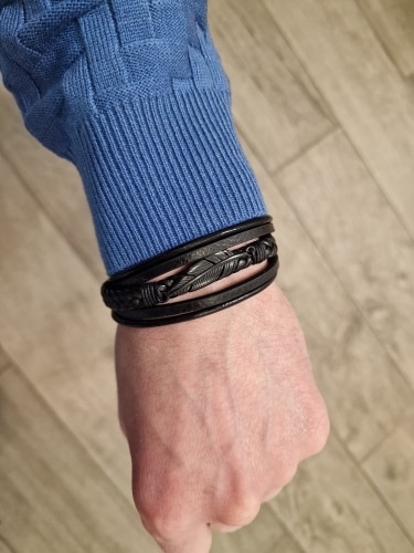 Bracelet Homme Enveloppant 'Plume' en Cuir photo review