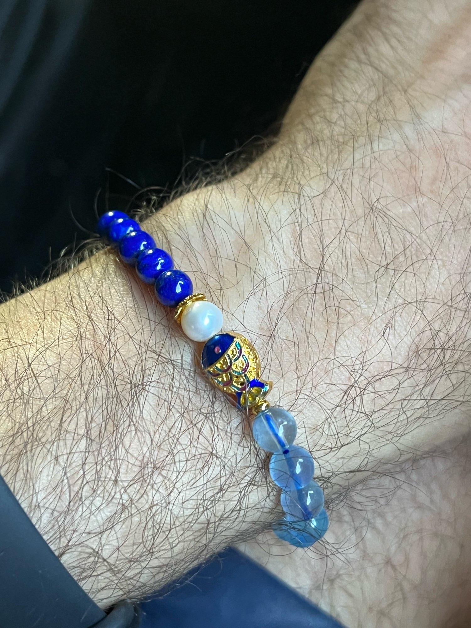 Bracelet Lapis Lazuli et Aigue Marine -- Poisson de Bonheur photo review