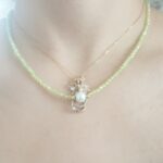 Collier Perle et Péridot – Apaisement d'Amour, Argent