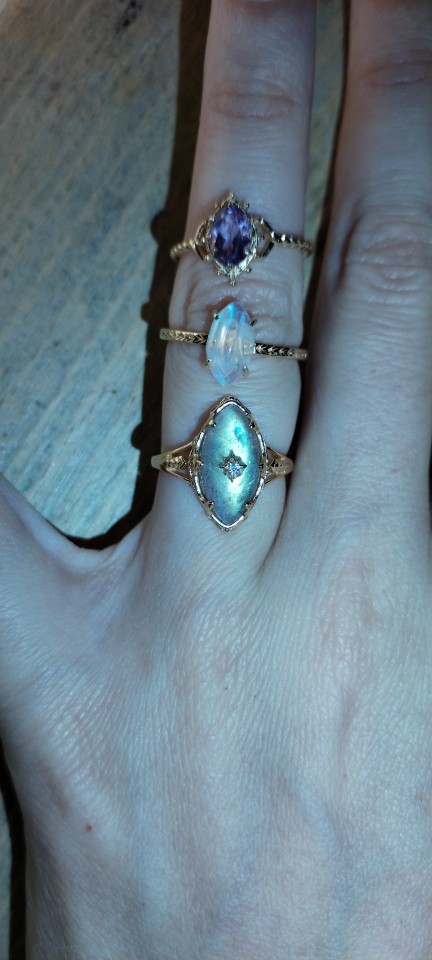 Bague Labradorite – Apaisement Cosmique, Argent Plaqué Or photo review
