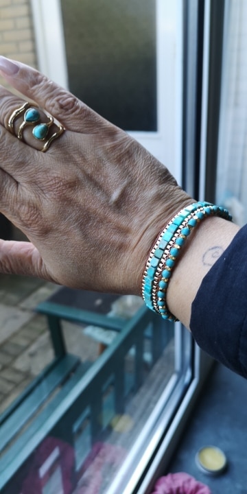 Bracelet « Terre et mer » en Cuir et Turquoise photo review