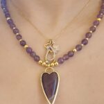 Collier Labradorite ou Améthyste – Cœur Brillant, Plaqué Or