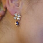 Boucles d'Oreilles Lapis Lazuli et Quartz Clair – Étoile du Matin, Argent Plaqué Or